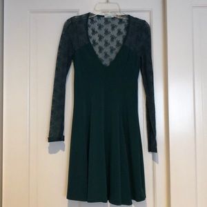 Emerald green lace long sleeve dress